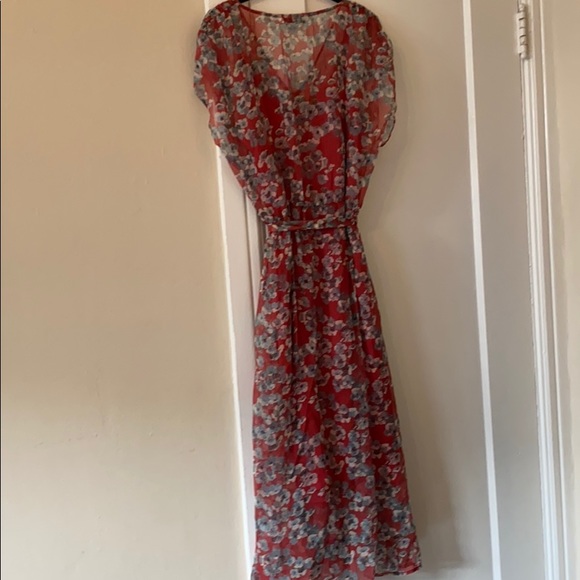 Amour Vert Marianna silk chiffon floral red dress - Picture 5 of 8